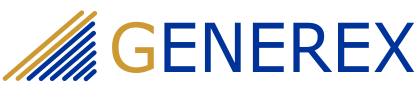 The company Generex's Logo, in it's standard gold and blue
